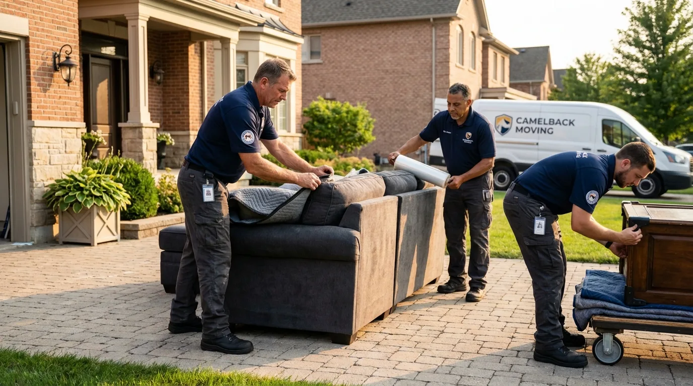 Large estate moving crew wrapping furniture in Mission Viejo, CA